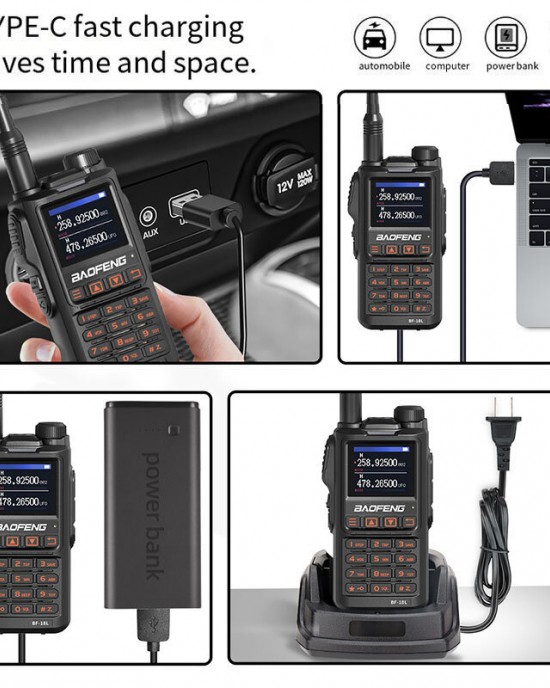 Baofeng BF  18L Tri  Band High Power Walkie Talkie Long Range Type  C Charging UHF VHF Wireless Frequency Ham Two Way Radio