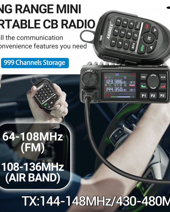 ABBREE AR  2520 25W Walkie Talkie AM Full Band Mobie Radio 108  520MHz 999 Channels Amateur GPS Radio Car Radio Station with Hand Mic