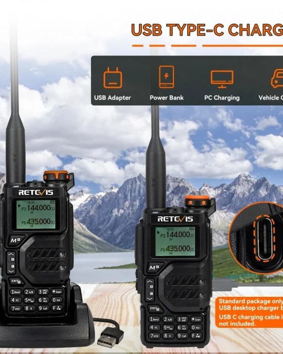 Retevis RA79 5W UV Dual Band Walkie Talkie AM FM Airband Frequency Receiving Multi  Band Receiving USB  C Charging Ham Portable Handheld Two Way Radio