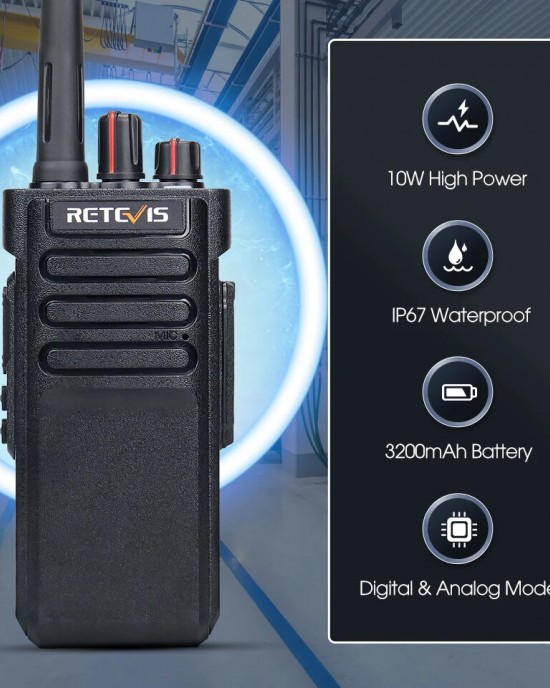 Retevis RT29D 10W DMR Walkie Talkie Long Range Powerful bluetooth Walkie  talkie IP67 Waterproof UHF Portable Two Way Radio