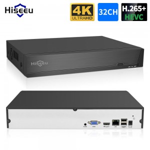 Hiseeu 4K 32CH NVR for CCTV Security Surveillance IP Camera H 265  5MP DVR Network Video Audio Recorder ONVIF Humanoid EU Plug