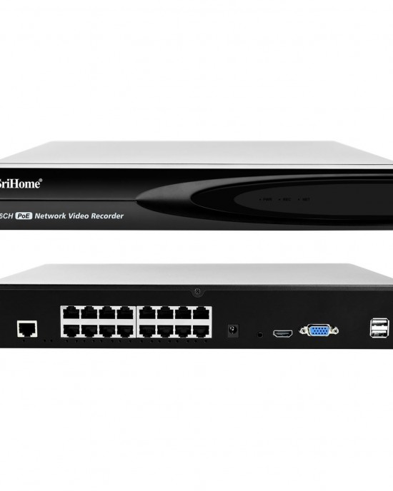 SriHome NVS006 1080P Ultra HD 16 Channel POE Network Video Recorder  EU Plug