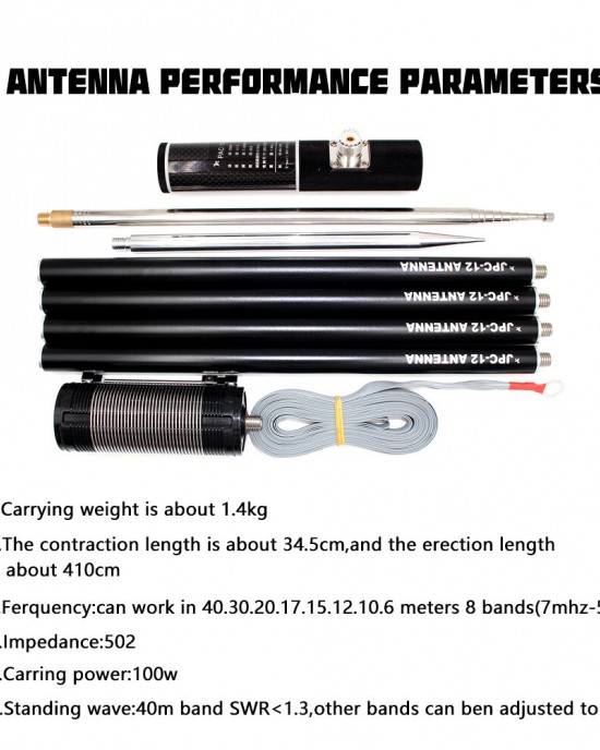 PAC  12 Short Wave Antenna Lite Edition PAC  12 Short Wave Portable Antenna with Slider 7MHz  50MHz Outdoor Balcony Stand Antenna