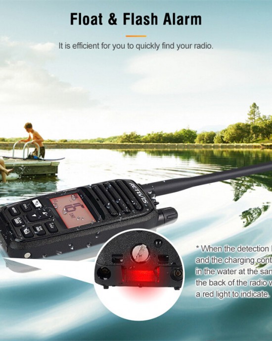 RETEVIS RM21 5W VHF Marine Walkie Talkie IP67 Waterproof NRC Noise Reduction Two  way Radio Station Handheld Walkie  talkie EU Plug