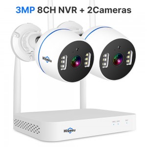 Hiseeu 3MP 8CH NVR   2 WIFI Security PTZ Camera Kit Human Detection IR Night Vision IP Camera Set Wireless CCTV Surveillance System