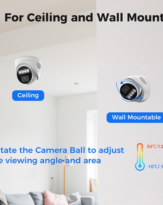 HISEEU AK  4AHC215 4CH 5MP Security Camera System Phone APP Remote Access 60ft Night Vision Motion Alarm for Home CCTV Surveillance